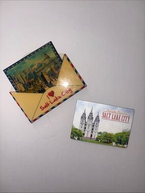 Salt Lake City Souvenir Magnet Set - Cream & Multicolor